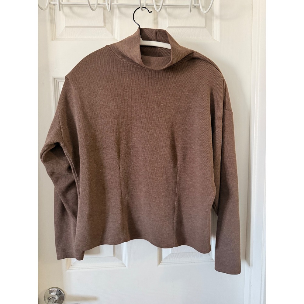 Express Tricot Vintage Mock Neck Sweater Brown Long Sleeve Cotton Blend Large